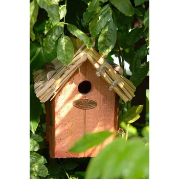 Hnízdní budka Dřevěná Budka BEST FOR BIRDS antik, slaměná střecha - Střízlík obecný 21 cm (DOPRODEJ)|Esschert Design