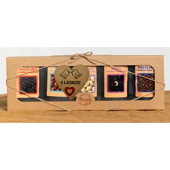 Dárková krabička Dárková sada křupavých preclíků a sladkých mandlí mix 5ks s láskou (Dárková sada křupavých preclíků a sladkých mandlí mix 5ks s láskou)