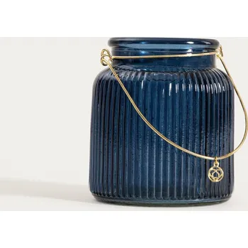 Lampička Lucerna | FIG | rýhovaná tmavě modrá | 10x11 cm | 752995