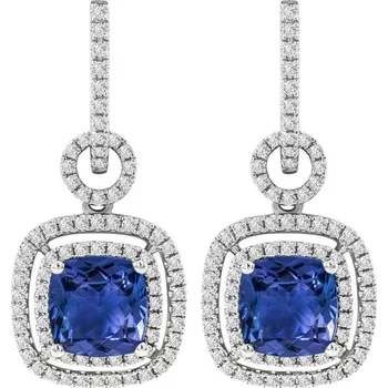 Náušnice Zlaté visací náušnice s tanzanity a diamanty Ballias