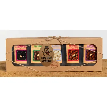 Dárková krabička Dárková sada sladkých mandlí mix 5ks krásné svátky mikuláš (Dárková sada sladkých mandlí mix 5ks krásné svátky mikuláš)