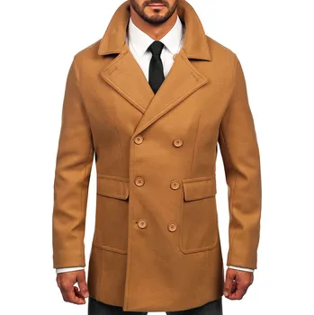 Pánský zimní kabát Kamelový pánský zimní dvouřadý kabát Bolf 11Z8215 - XL