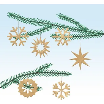 Dřevěná hračka Pebaro Dřevěná stavebnice – vánoční ozdoby II (6 ks)