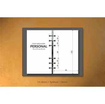 Náplň do diáře Chytrá náplň do diáře - Personal - 95 x 171 mm - 6 kroužků 14 denní kalendárium - černobílý tisk Vodorovný bez linek - monochrome Bez poznámek Bez poz