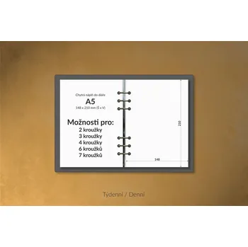 Diář Chytrá náplň do diáře - A5 - 148 x 210 mm - všechny kroužky Týdenní kalendárium – barevný tisk Vodorovný krátký linkovaný s To-Do Zcela recyklovaný ek