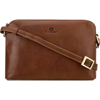 Kabelka Malá kožená hnědá hladká crossbody kabelka El Forrest