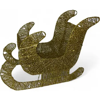 Vánoční dekorace 3D vánoční LED světelná dekorace - Saně (35 cm) Barva: Zlatá