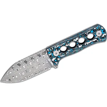 kapesní nůž QSP Nůž Canary Neck Knife Laminated Damascus White Blue CF QS141-I