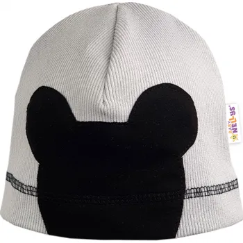 Čepice Baby Nellys Jarní, podzimní čepice Mouse, sv. šedá, vel. 2/4 let