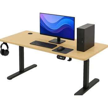 Jídelní stůl Herní stůl BR01 světle hnědý s černým rámem 140 cm