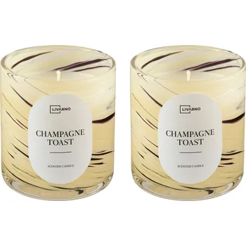 Svíčka LIVARNO® Vonná svíčka ve skle (motiv mramor, 2 kusy)