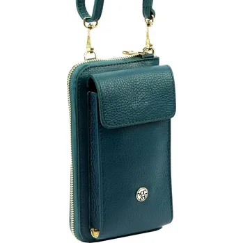 Kabelka Malá kožená tyrkysová crossbody kabelka (pouzdro na mobil a peněženka) Gregorio 07 - gold