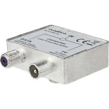 Elektrická zásuvka NEDIS satelitní anténní adaptér/ zásuvka F/ zástrčka IEC (Koax)/ zásuvka IEC (Koax)/ poniklovaný/ 75 Ohm/ Kov/ BOX CSGB40970ME