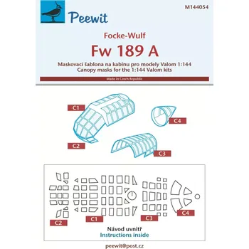 Plastikový model Peewit 1/144 Canopy mask Focke-Wulf Fw 189A (VALOM)