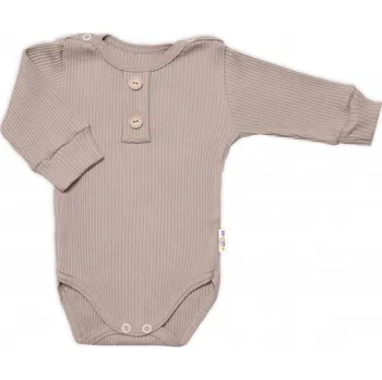 Baby Nellys 3-dílná žebrovaná soupr. Hand Made, body, tepláčky a čepička, béžová, vel. 68