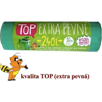 Pytle na odpadky Pytle na odpad 240 l, role 10 ks, TOP - extra pevné, zelené