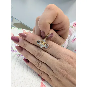 Přívěsek Zlatý přívěsek korunka zdobená zirkony Váha: 1,39 g, Ryzost: 14kt (585/1000)