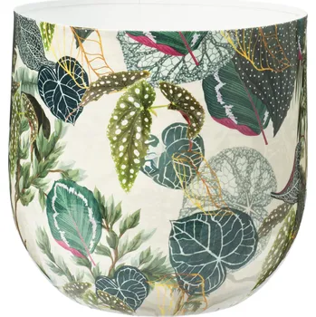 Květináč H&L Květináč Tropico džungle 26x25 cm, kovový obal, velký ze sady