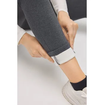 Dámské legíny Termolegíny s bílým kožíškem šedé CLARINA YSABEL MORA S