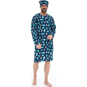 Pánské pyžamo Cornette noční košile pánská 109/34 - modrá, M (Pánská noční košile s krátkým rukávem)