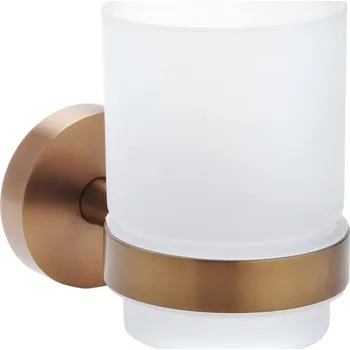 Držák na kartáček SAPHO X-ROUND COPPER sklenka, mléčné sklo, měď mat