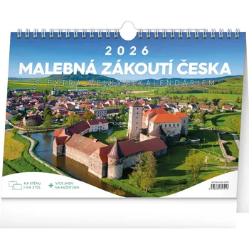 Kalendář Stolní kalendář Malebná zákoutí Česka 2026 s extra velkým kalendáriem, 30 x 21 cm
