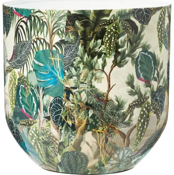 Květináč H&L Květináč Tropico džungle 23x21 cm, kovový obal, menší ze sady