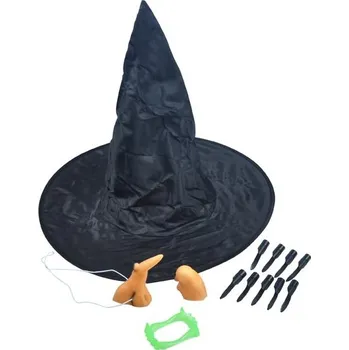 Karnevalový kostým Set čarodějnický klobouk + doplňky 1042398