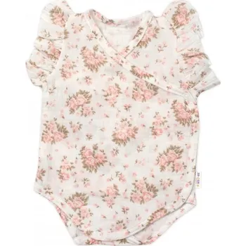 Kojenecký body Zavinovací body, kraťasky + čelenka, mušelín, Pivoňky, Baby Nellys, smetanové, vel. 80