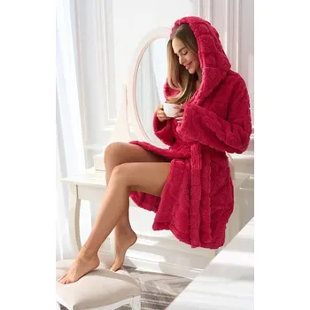 Dámský župan L&L župan dámský 2553 Valentina - malinová, S (Dámský župan s kapucí)