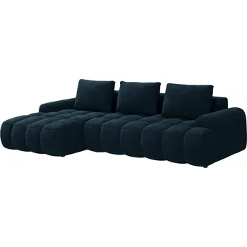 Pohovka Cosmopolitan Design Tmavě modrá sametová rozkládací pohovka Linz 275 cm, levá