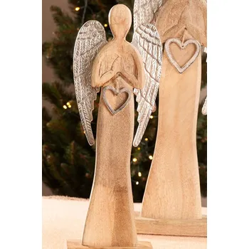 Paramit RAFAEL Velký dřevěný anděl 42 cm mangovníkové dřevo