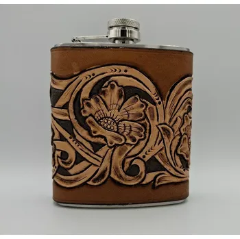 Placatka Nerezová placatka v kůži - Sheridan 1 (Originální ruční výrobek ze Slovácka)