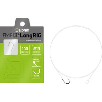 Rybářský háček Delphin Návazec s protihrotem FDR LongRIG 100cm 8ks Velikost: 0,12mm / #14