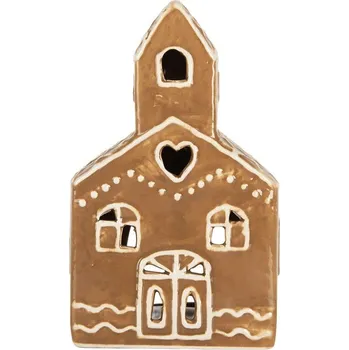 Svícen Hnědá keramická chaloupka na čajovou svíčku 16 cm