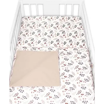 Dětský pokoj Mantinel s povlečením, 3dílná sada Louka, Baby Nellys, béžová/hnědá