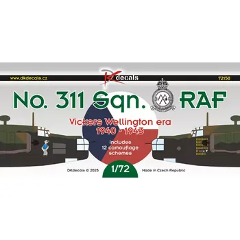 Plastikový model DK decals 1/72 No.311(Czechoslovak) Sqn RAF - Wellingtons