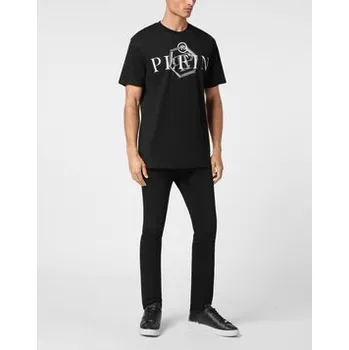 Pánské tričko PHILIPP PLEIN T-Shirt 9423 Černá Regular Fit 3XL