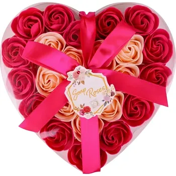 Mýdlo Accentra Srdce z mýdlových růží dvoubarevné 24 ks Červená sada