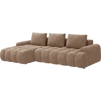 Pohovka Cosmopolitan Design Tmavě béžová sametová rozkládací pohovka Linz 275 cm, levá