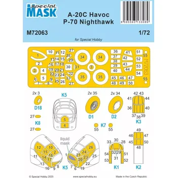 Plastikový model Special hobby 1/72 Mask for A-20C Havoc / P-70 Nighthawk (SP.H.)