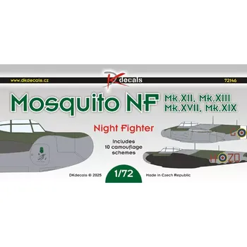 Plastikový model DK decals 1/72 Mosquito NF Mk.XII-XIX (10x camo)