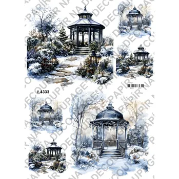 Výtvarný papír Rýžový a soft papír na decoupage - Zimní krajina - KB4333 Materiál: Rýžový papír, Rozměr: A4