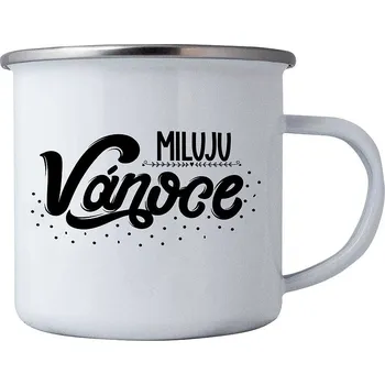 Plechový smaltový hrnek 350 ml v krabičce - Miluji Vánoce