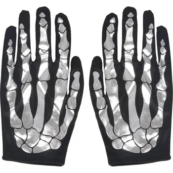 Rukavice Rukavice kostra 22cm stříbrné 1042565