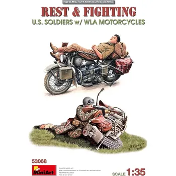 Plastikový model Miniart 1/35 REST& FIGHTING, US Soldiers w/WLA Motorcycles