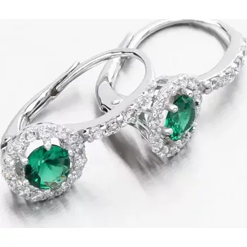 Náušnice Dámské náušnice bílé zlato 585 zirkon smaragd 668P-120283-06