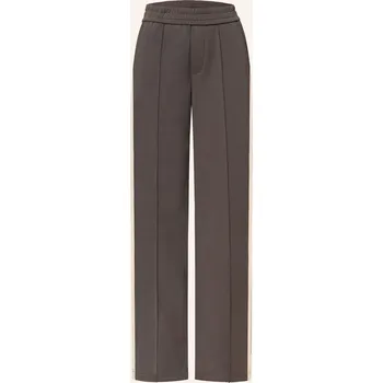 Dámské kalhoty Oui Dámské Tepláky S Galonovými Pruhy, tmavě hnědá, 44