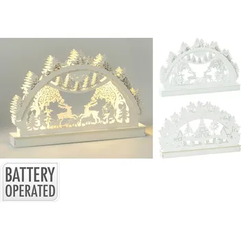 Vánoční dekorace dekorace OBLOUK s motivem 29x19cm 6LED BÍ mix