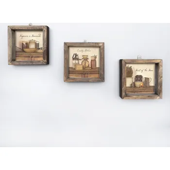 Obraz Dekorativní rámovaný obraz z MDF (3 kusy) UKZM004